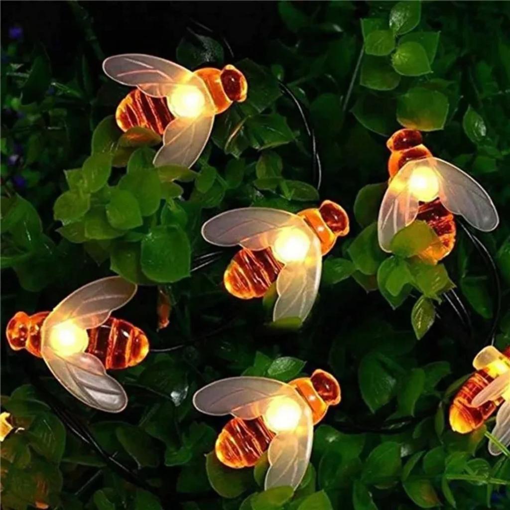 New 50 Honey Bee Solar String Lights Perfect Summer Decoration Outdoor and Garden Fence with 5M/10M Power Options