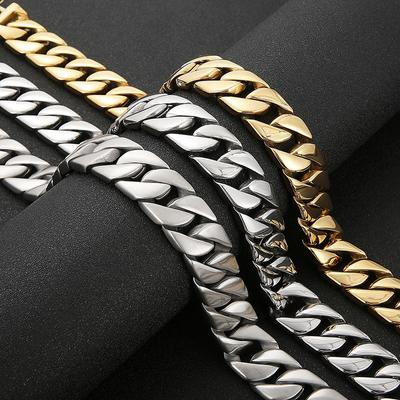 Europejski i amerykański rockowy hip-hopowy męski naszyjnik z łańcuszkiem 20 mm ze stali tytanowej