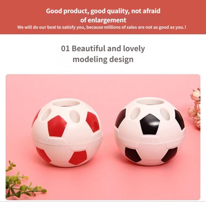 Soccer Shape Plastic Pen Cup Multi Slots Desk Pencil Organiser Storage Container For Pencil Pen Art Brush Makeup Tool
