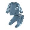 Baby Boy Clothes 6 9 12 18 24M 3T Outfits Pants Set Patchwork Hoodie Letter Printed Sweater Fall Winter Outfit