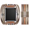 VIQIV Bracelet Band Compatible with Apple Watch Band 38mm 40mm 41mm 42mm 44mm 45mm 49mm Ultra for Women, Beaded Jewerly Fancy Leather Cuff Dressy