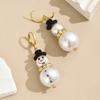 1 Pair Exquisite Snowman Dangle Earrings - Faux Pearl, Rhinestone Snowflakes, Tassel Accents, Christmas Style, Xmas Holiday Gift