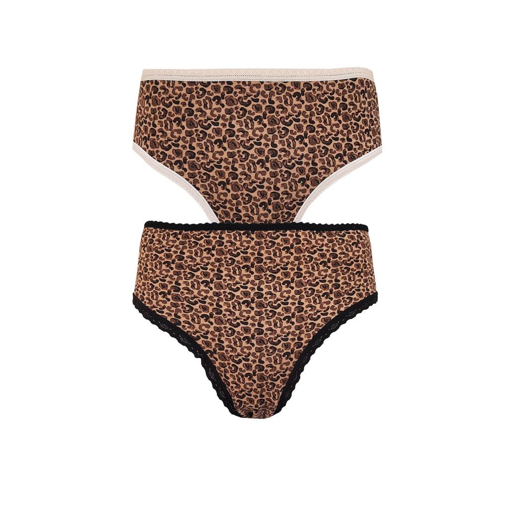 Bikini leopard pentru femei, 2 bucăți, talie înaltă, elastic subțire, economic