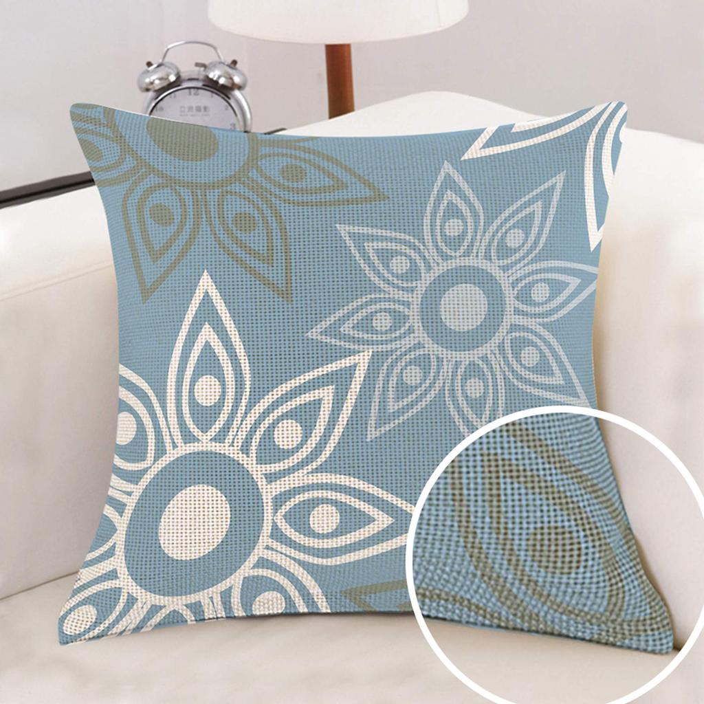 Lake Blue White Geometric Linen Pillowcase Sofa Cushion Cover Home Decoration Can Be For You 40X40 45X45 50X50 60X60