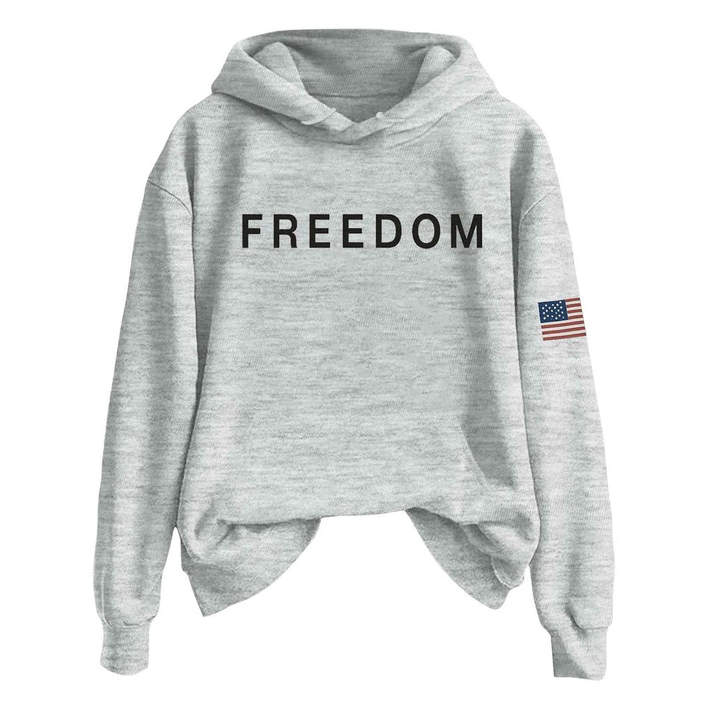 Ladies Fashion Casual Long Sleeve Printed Round Neck Hoodie Pullover Top
