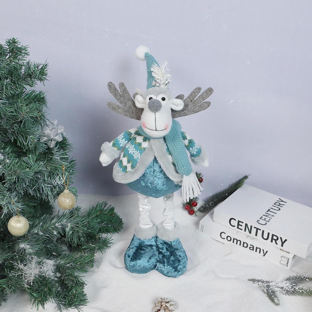 Retractable Blue Santa Claus, Snowman & Elk Christmas Ornaments