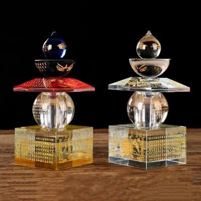 Home Furnishings Crystal Relics Tower Home Offering Colorful Treasure Box Seal Dharani Bodhi Pagoda Five Wheel Pagoda Feng Shui