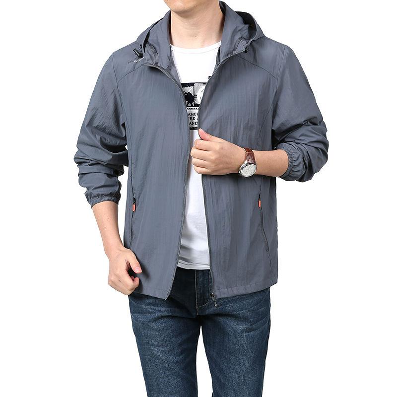 

Летняя ультратонкая мужская куртка, тактическая водонепроницаемая быстросохнущая ветровка из ледяного шелка, повседневное пальто с капюшоном и солнцезащитным кремом для кемпинга L