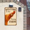 "Welcome to the Funny Farm" Rooster Sign - 8x12 Inch Vintage Metal Decor for Coop & Garden