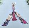 Zijden Sjaal Leer Kwastje Sleutelhanger: Veelzijdig Dames Tas Ornament Accessoire