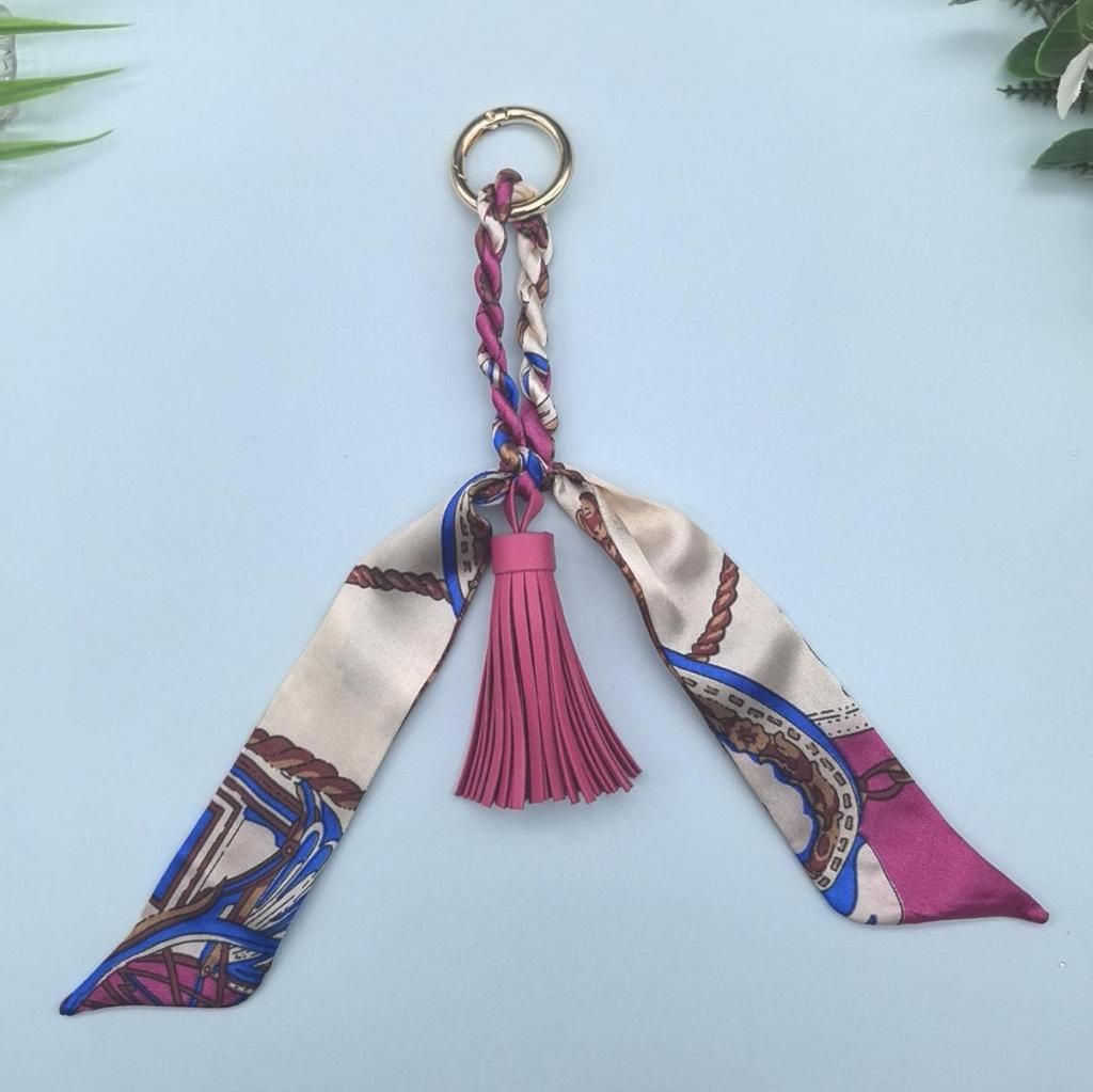Zijden Sjaal Leer Kwastje Sleutelhanger: Veelzijdig Dames Tas Ornament Accessoire