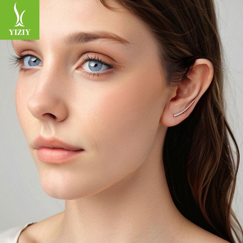 Personalized Long Ear Stud Earrings, Simple And High-End Royal Sister Style S925 Sterling Silver Stud Earrings.