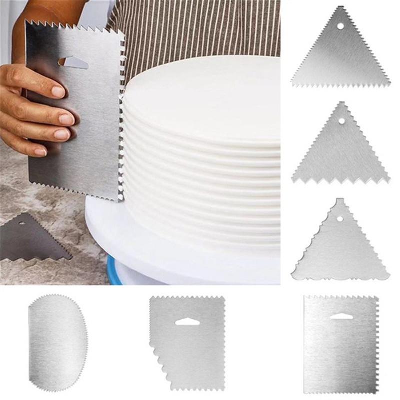 Spatole Raschiatori per Fondant con Bordo Liscio Strumenti per Pasticceria Acciaio Inossidabile Decorazione Torta Accessori Cucina Gadget 6pz/set