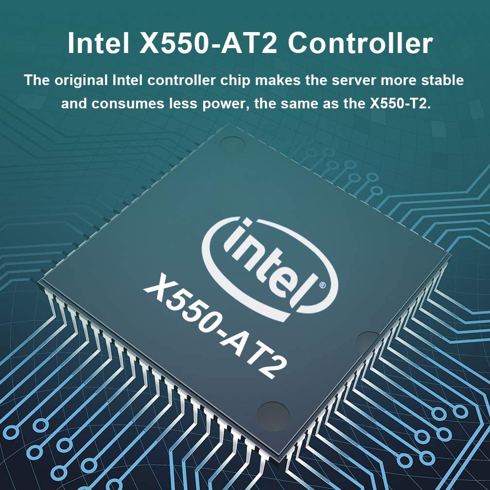 Ipolex 10G Network Card, Intel X550-T2 ELX550AT2 Genuine Chipboard, Dual RJ45 Ports, 10Gbase-T LAN Card, PCI-E3.0 X4/X8/X16, for PC Servers