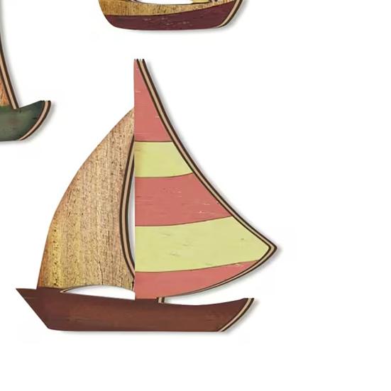 3 Pcs Wooden Sailboat Wall Art Coastal Nautical Sailboat Wall Sculpture Vintage Lake House Wall Hanging Decor for Living Room Bedroom Nursery