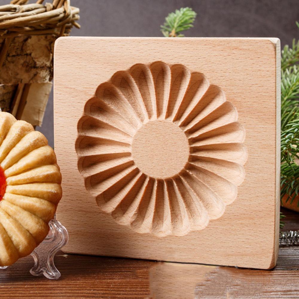 Vyřezávané formy na džem na sušenky Reliéfní formičky na sušenky pro domácnost Dřevěná vykrajovátka na cukroví Pekárna