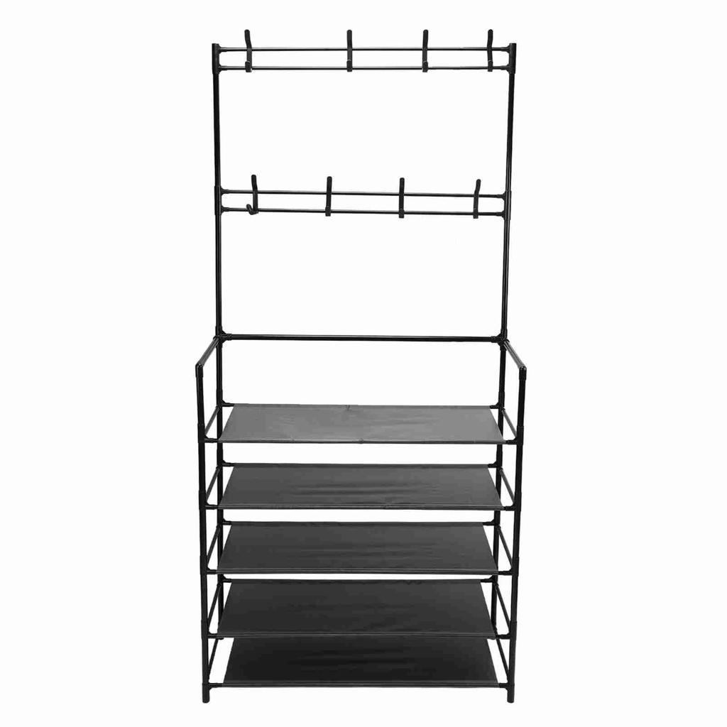 Coat Rack Stand Stable Load Bearing Metal Freestanding Space Saving Entryway Clothes Hanging Organizer 2 In 1 for Bedroom