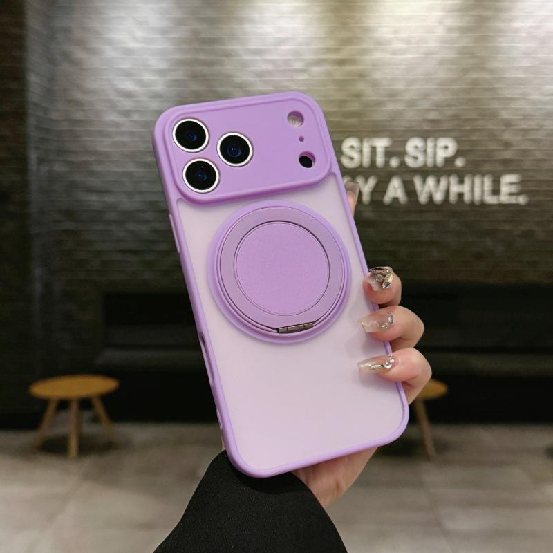 Applicable iPhone17promax matte fulcrum case all-inclusive Apple 16 rotating invisible bracket magnetic mobile phone case