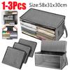 1-3PCS Large Clothes Storage Bag Non-Woven Foldable Quilt Storage Bag with Lids Zipper Wardrobe Clothing Organizer Sorting Box