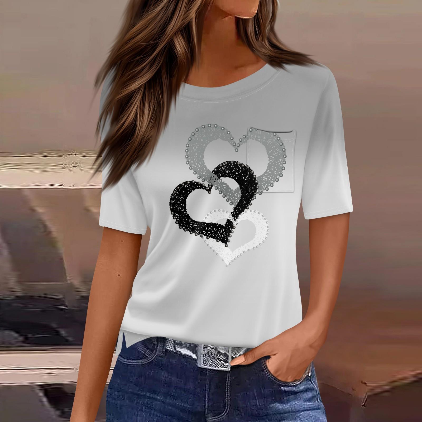 

Футболки для женщин, плиссированные, с круглым вырезом, нарядные, повседневные, блузки с принтом, с коротким рукавом, летние топы, свободный крой S серебряный