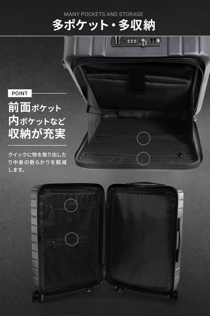 Suitcase Carry Bag Carry Case Front Open Inch PC Storage TSA Lock S Size 35L [Evoon] Carry-on 15.6 (Graphite Gray)