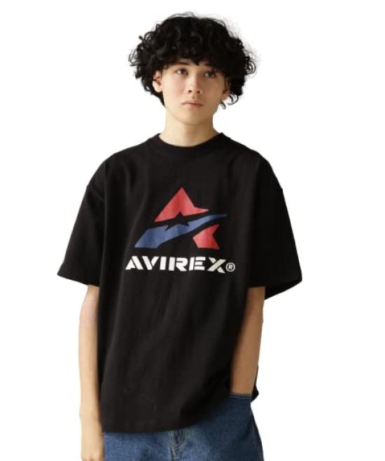 Avirex Short Sleeve Size A-STAR T-Shirt, Men s, M, 010, Black, 783-3134094
