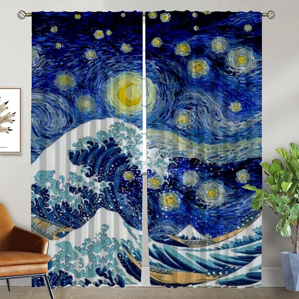 Van Gogh Curtains Child Room Curtains for Bedroom Living Room Curtain Halloween Decoration Shades Partition Kitchen Blackout