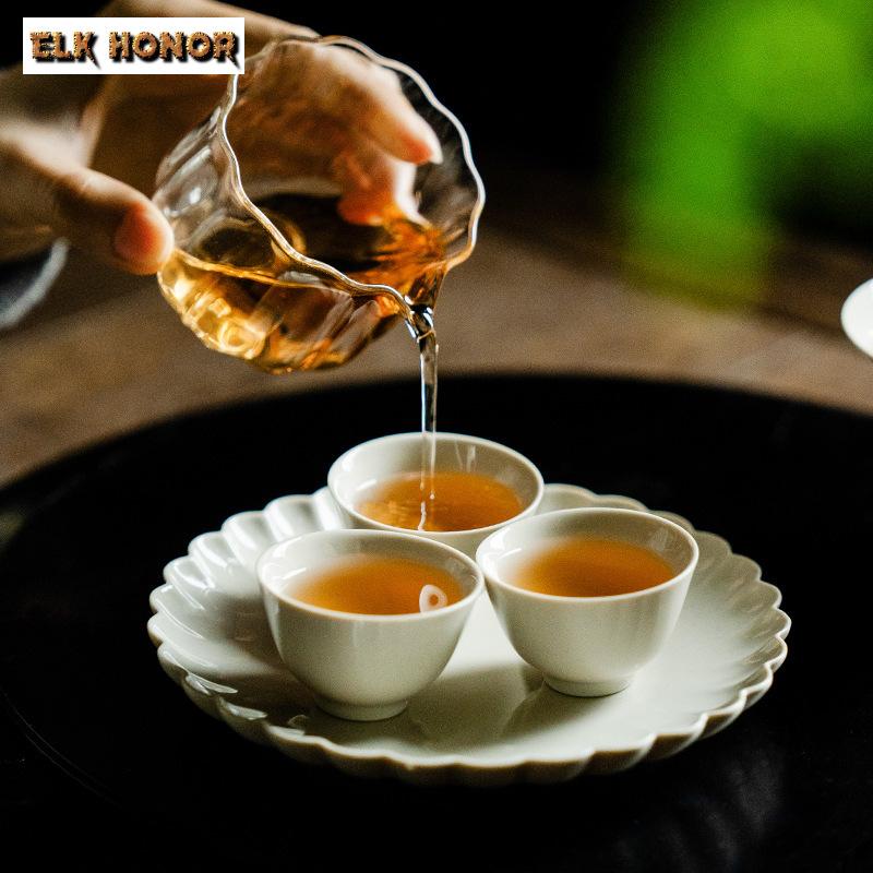 2 Stück/Set Retro Gras Holz Grau Keramik Teetassen Dehua Porzellan Verkostung Teetasse Klein Meistertasse Chazhan Kung Fu Teegeschirr 30ml