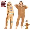 Gingerbread Man Hooded Pajamas Cosplay Costume For Women Boys Girls Xmas