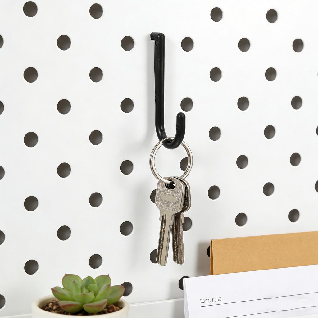 20Pcs Plastic Pegboard J Hooks Black Heavy Duty Fits 0.6x0.2inch Hole Craft Storage Hooks Kitchen Wall Organizer Display