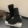 Chunky Platform Thick Sole Woman Mordern Boots Design Round Toe Slip On Shoes Autumn Winter Stretch Slim Short Botas Para Mujer