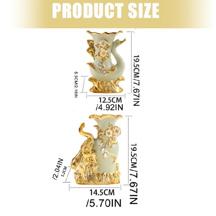 European Ceramic Decorative Vases Floral Arrangement Container with Elphant Sculpture For Dining Room Study Or Event