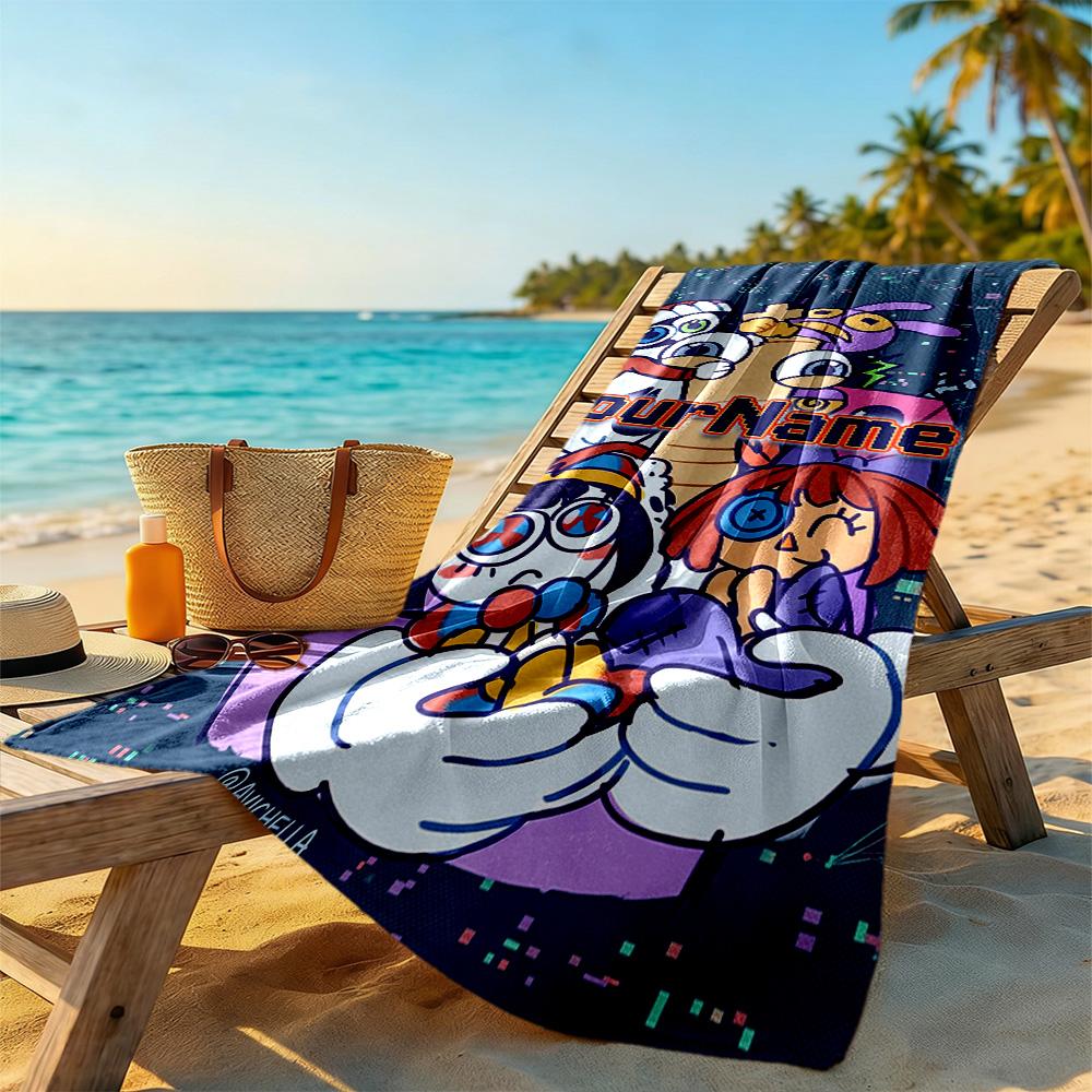 Digital Circus Personalized Name Beach Towel High Absorbency & Quick-Dry Perfect for Traveling Yoga Camping and Swimming