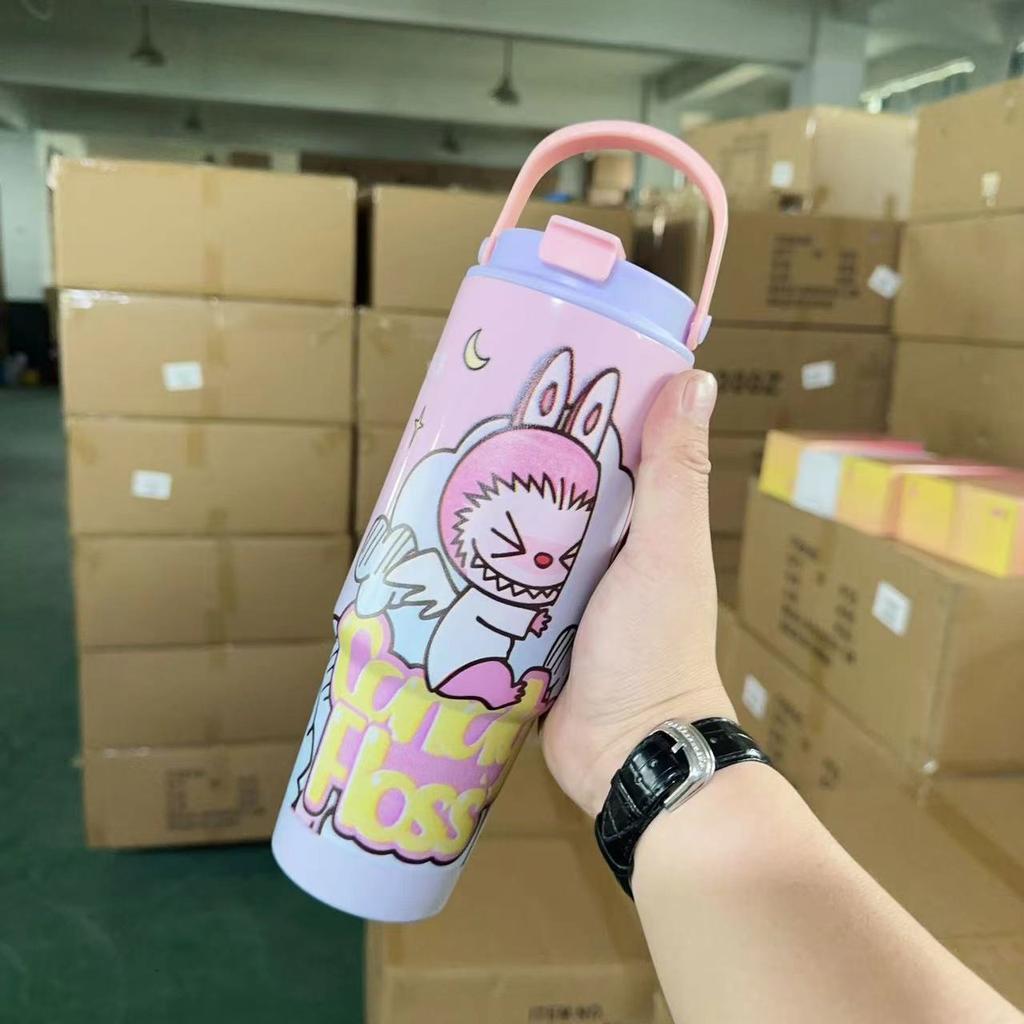Creative cartoon 304 stainless steel thermos cup Children's portable handle cup Men's and women's 30oz large-capacity car cup
