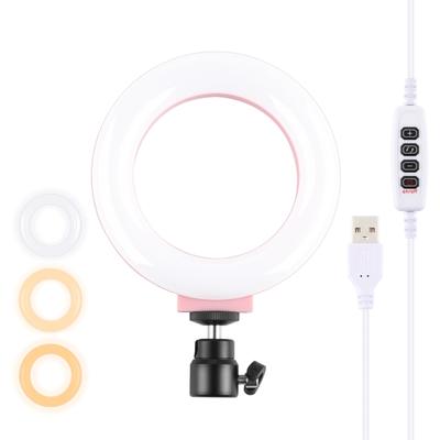 PULUZ 4.7 cala 12cm USB 3 tryby ściemnialne LED Ring Selfie Beauty Vlogging Fotografia Światła wideo ze statywem Głowica kulowa