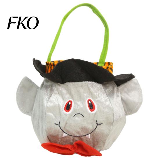 Small Toy Storage Containers Halloween Candy Bags for Kids, Trick or Treat Handbag with Handle, Spooky Reusable Cloth Goodie Witch Ghost Black
