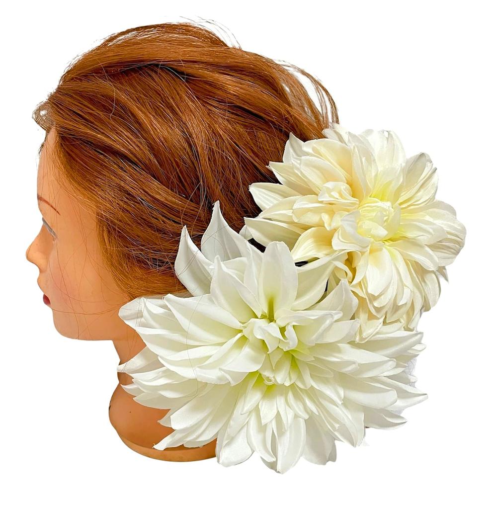 Große Dahlie, weiße Dahlie, Haarschmuck im japanischen Stil, Kopfschmuck, Hochzeit, Zeremonie zum Erwachsenwerden, Abschlussfeier, Hakama, Furisode-Kleid, Brauthochzeit