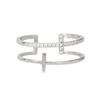 New Seiko Cross Double Layer Ring for Women's Niche Design Ins Cool Style Fashion Versatile Non Fading Open Ring