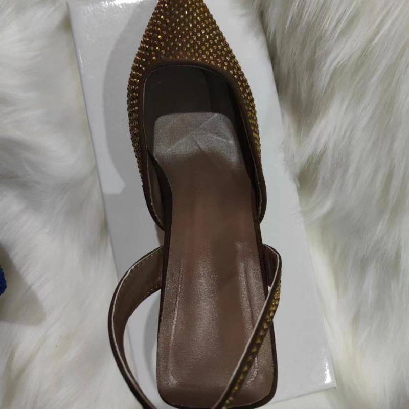 Szpiczaste zakryte palce Odkryte usta Obcas Bankietowe sandały dla kobiet na lato Modne Smukły obcas Wygodne Cyrkonie Wysokie obcasy