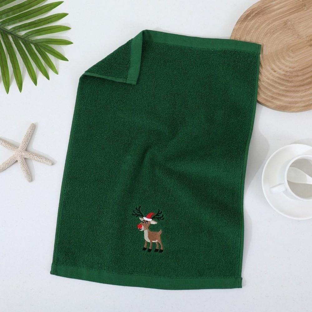 3/4Pcs Quick Dry Merry Christmas Kitchen Towels Soft Cotton Embroidered Christmas Themed Towel Absorbent Santa/Elk