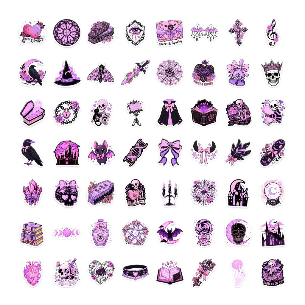 50 Purple Gothic Graffiti Stickers Handbook Decoration Waterproof Cute Cartoon Stickers Material Stickers
