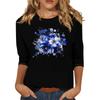 Dames casual top met zevenpuntige mouwen en print, ronde hals.