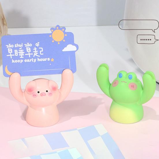 Desktop Cartoon Animal Resin Statue Adorable Creative Shape Mini Size Photo Stand Memo Clip Message Note Holder