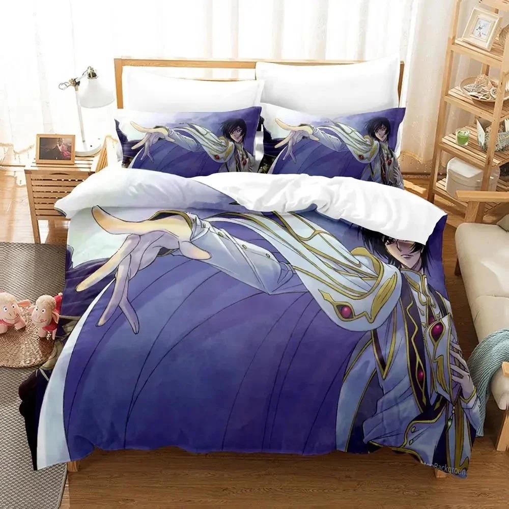Anime CODE GEASS Lelouch Bettwäsche-Set Bettbezug Bett-Set Steppdeckenbezug Kissenbezug Steppdecke King Queen Size Jungen Erwachsene Bettwäsche-Set