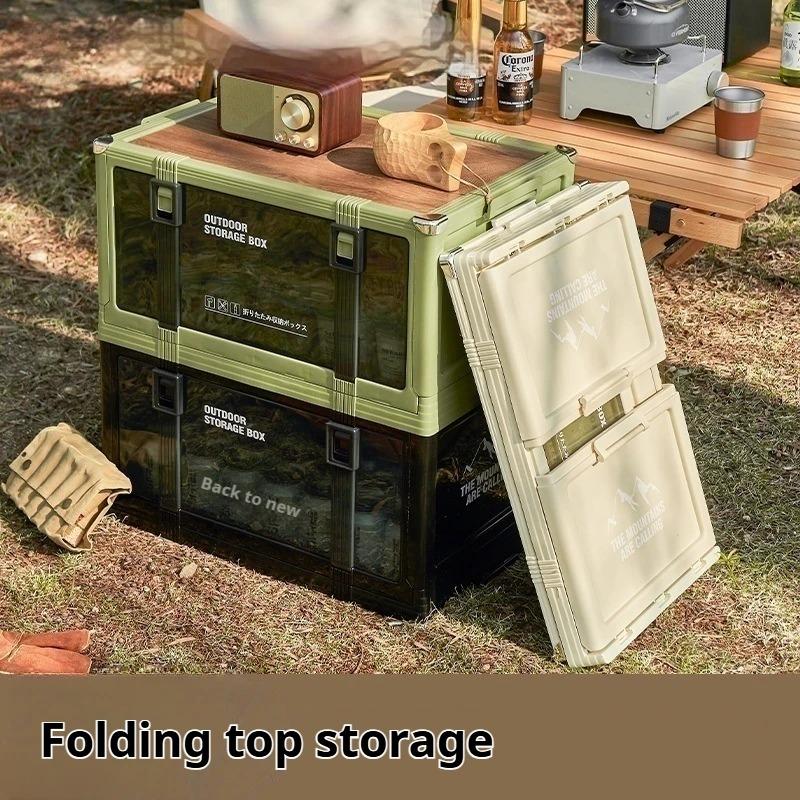 Outdoor Storage Box Camping Folding Box Camping Organizer Car Box Multi-layer Stackable Multifunctional Folding Box Can Sit