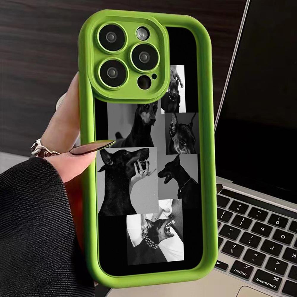 LZ14 Dog Doberman Animal Art Silicone Phone Case for iPhone 11 13 14 15 16 Pro Max 7 8 16 Plus 12 Mini XS Max XR Shockproof Back Cover