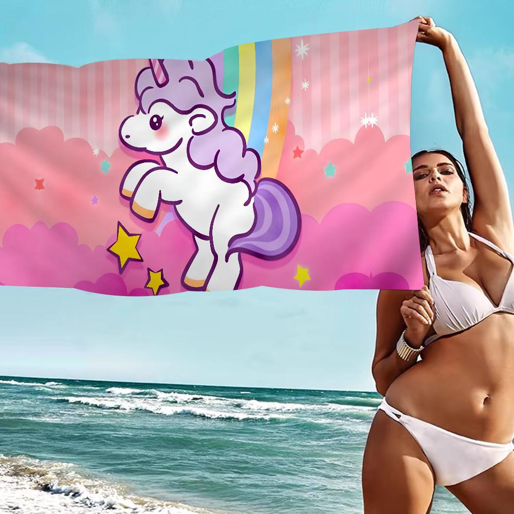 Cartoon Unicorn Animal Microfiber Beach Towel Absorbent Quick dry Soft Yoga Swimming Resort Mountain Climbing Towel