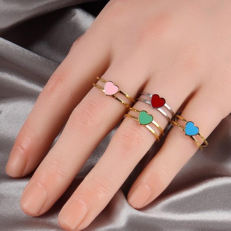 Pierścień na kostkę ze stali nierdzewnej Regulowane pierścionki dla kobiet Kolorowe pierścionki z gwiazdami Modna biżuteria ślubna Impreza Walentynki Prezent