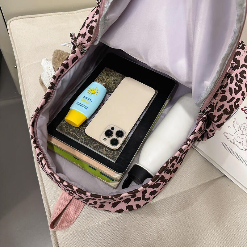 Leopard Print Schoolbag Women's Lightweight Backpack