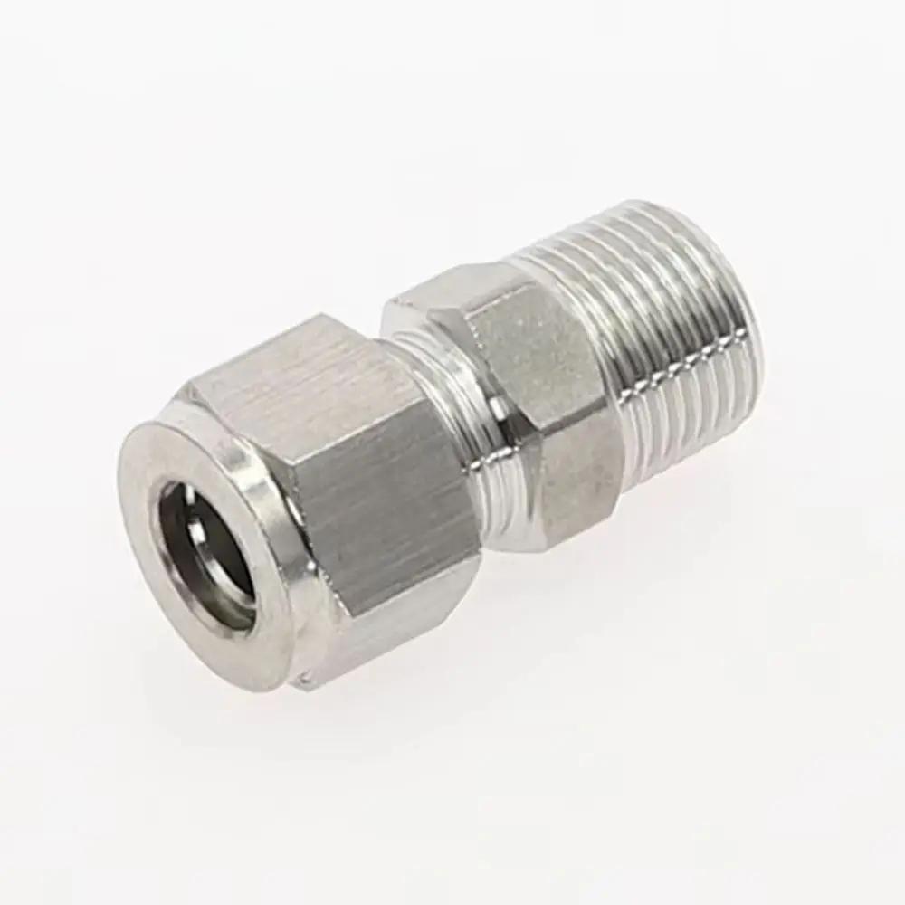 1 Stück 1/8" 1/4" 3/8" 1/2" Außengewinde zu 3-16mm Außendurchmesser Schnellkupplung Edelstahl Doppelklemmring Rohrverbinder 304 SS